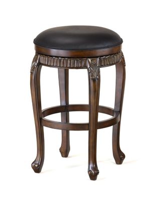Backless Fleur de Lis Wood Swivel Counter Stool - 30