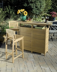 Bali Hai Bar Cabinet with Two Bar Stools in Natural - Home Styles - 5660-998