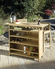 Bali Hai Bar Cabinet with Two Bar Stools in Natural - Home Styles - 5660-998