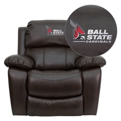 Ball State University Cardinals Embroidered Leather Rocker Recliner - MEN-DA3439-91-BRN-45001-EMB-GG