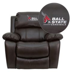 Ball State University Cardinals Embroidered Leather Rocker Recliner - MEN-DA3439-91-BRN-45001-EMB-GG