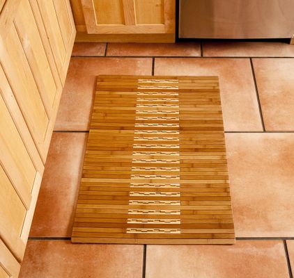 Bamboo Mat - 2' x 3' High Gloss Inlaid Bamboo Kitchen and Bath Mat in Natural - AMB0090-0023