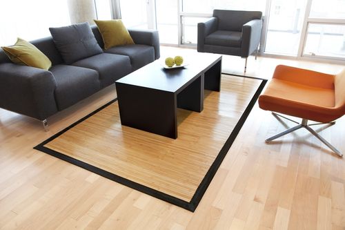 Bamboo Rug - 2' x 3' - Contemporary Natural with Black Border - AMB0036-0023