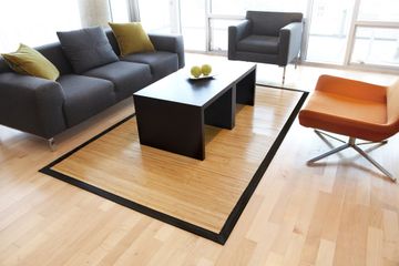 Bamboo Rug - 5' x 8' - Contemporary Natural with Black Border - AMB0036-0058