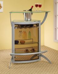 Bar Table with Glass Top in Silver - Coaster - 100135