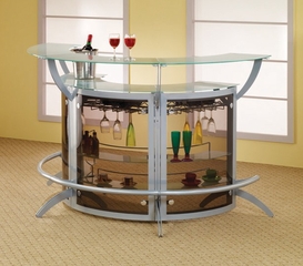 Bar Table with Glass Top in Silver - Coaster - 100135