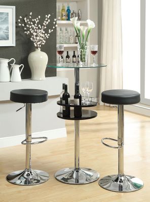 Bar Table with Tempered Glass Top and 2 Stools - 120715