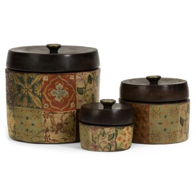 Barberry Handpainted Storage Canisters (Set of 3) - IMAX - 5499-3
