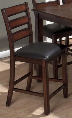 Baroque Brown Pub Stool with Faux Leather Seat - Set of 2 - 697-BS923KD