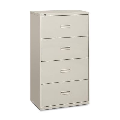 Basyx 4-Drawer Lateral Filing Cabinet W/Lock - Light Gray - BSX434LQ