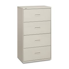 Basyx 4-Drawer Lateral Filing Cabinet W/Lock - Light Gray - BSX434LQ