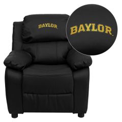 Baylor University Bears Black Leather Kids Recliner - BT-7985-KID-BK-LEA-45002-EMB-GG