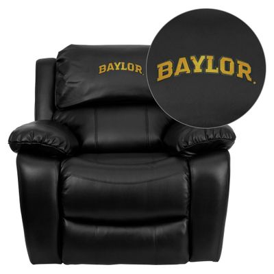 Baylor University Bears Black Leather Rocker Recliner - MEN-DA3439-91-BK-45002-EMB-GG