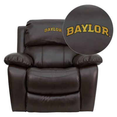 Baylor University Bears Brown Leather Rocker Recliner - MEN-DA3439-91-BRN-45002-EMB-GG
