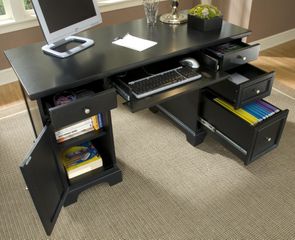 Bedford Pedestal Desk in Black - Home Styles - 5531-18