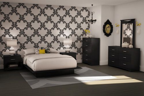 Bedroom Furniture Set 1 in Solid Black - South Shore Furniture - 3107-BSET-131
