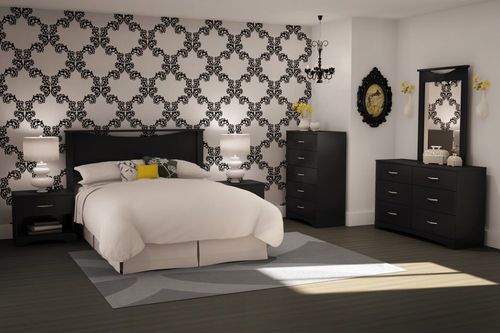 Bedroom Furniture Set 2 in Solid Black - South Shore Furniture - 3107-BSET-132