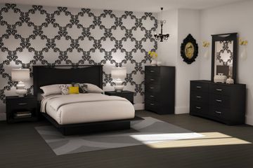 Bedroom Furniture Set 3 in Solid Black - South Shore Furniture - 3107-BSET-133
