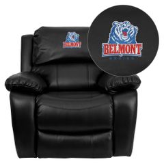 Belmont University Bruins Black Leather Rocker Recliner - MEN-DA3439-91-BK-41004-EMB-GG