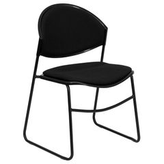 Big and Tall 550 lb. Capacity Black Padded Stack Chair with Black Powder Coated Frame Finish - RUT-CA02-01-BK-PAD-GG