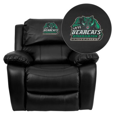 Binghamton University Bearcats Black Leather Rocker Recliner - MEN-DA3439-91-BK-41006-EMB-GG