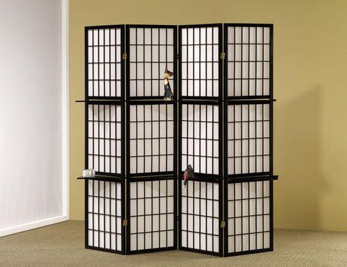 Black 4 Panel Folding Screen - 900100