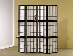 Black 4 Panel Folding Screen - 900100