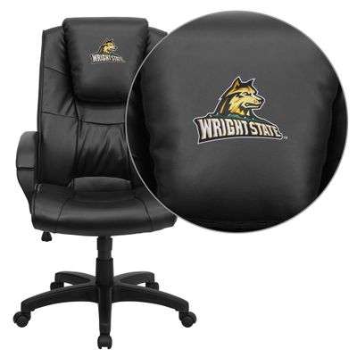 Black Leather Executive Office Chair Wright State University - GO-5301BSPEC-BK-LEA-45036-EMB-GG