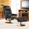 SEI Black Leather Recliner and Ottoman