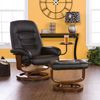 SEI Black Leather Recliner and Ottoman