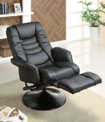 Black Leatherette Swivel Recliner - 600229