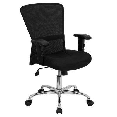 Black Mesh Office Computer Chair with Chrome Base - GO-5307B-GG