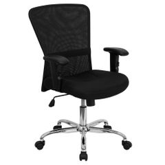 Black Mesh Office Computer Chair with Chrome Base - GO-5307B-GG