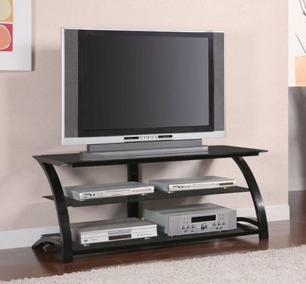 Black Metal and Glass Media Console - 700664