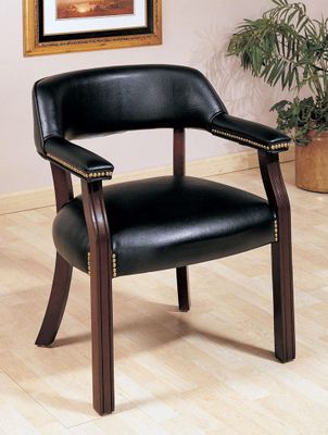 Black Office Guest Chair with Nailhead Trim - 511K