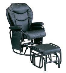 Black Pvc Recliner and Ottoman - Alberto - 08154