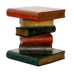 Book Stack Style Wood End Table in Red / Green / Blue - frt1004