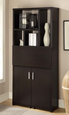 Bookshelf with Pull Out Desk in Cappuccino - 800315