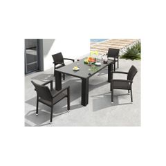 Boracay 5pc Outdoor Table Set in Espresso - Zuo