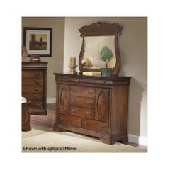 Bordeaux 5 Drawer 2 Door Bureau Brown Cherry - Largo - LARGO-ST-B4300-11