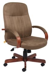 Boss Microfiber Executive Chair with Dark Oak Finish - B8386-DKC