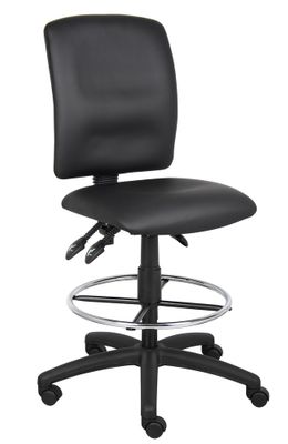 Boss Multi-Function Leatherplus Drafting Stool in Black - B1645