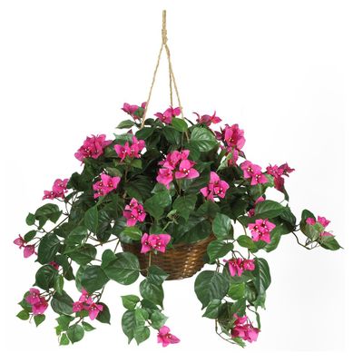 Bougainvillea Hanging Basket Silk Plant in Beauty - Nearly Natural - 6608