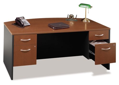 Bow Front Desk and Pedestals Set - Series C Auburn Maple Collection - Bush Office Furniture - WC48546-90