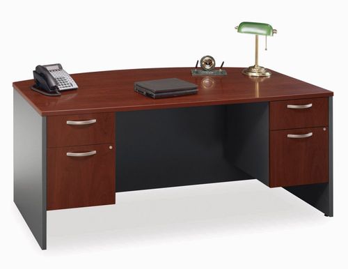 Bow Front Desk and Pedestals Set - Series C Hansen Cherry Collection - Bush Office Furniture - WC24446-90