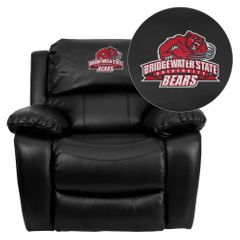 Bridgewater State University Bears Black Leather Rocker Recliner - MEN-DA3439-91-BK-41009-EMB-GG
