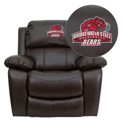 Bridgewater State University Bears Brown Leather Rocker Recliner - MEN-DA3439-91-BRN-41009-EMB-GG