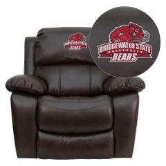 Bridgewater State University Bears Brown Leather Rocker Recliner - MEN-DA3439-91-BRN-41009-EMB-GG