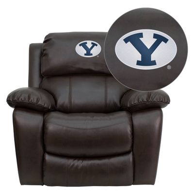 Brigham Young University Cougars Leather Rocker Recliner - MEN-DA3439-91-BRN-40010-EMB-GG