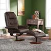 SEI Brown Leather Recliner and Ottoman